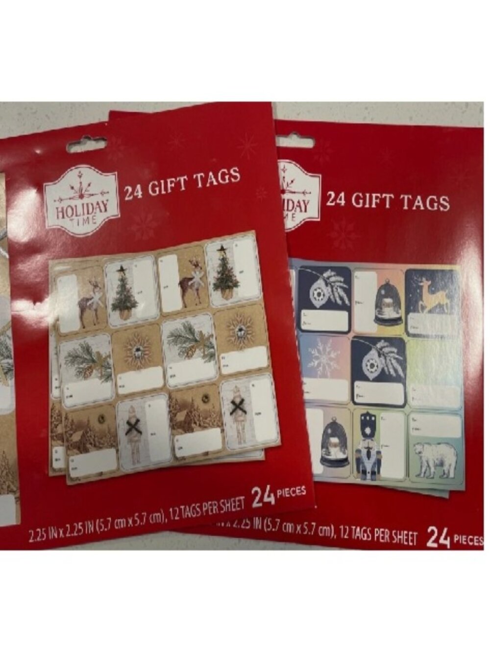 Holiday Time Christmas Gift Tags 24 ct Paper Blue or Gold NEW